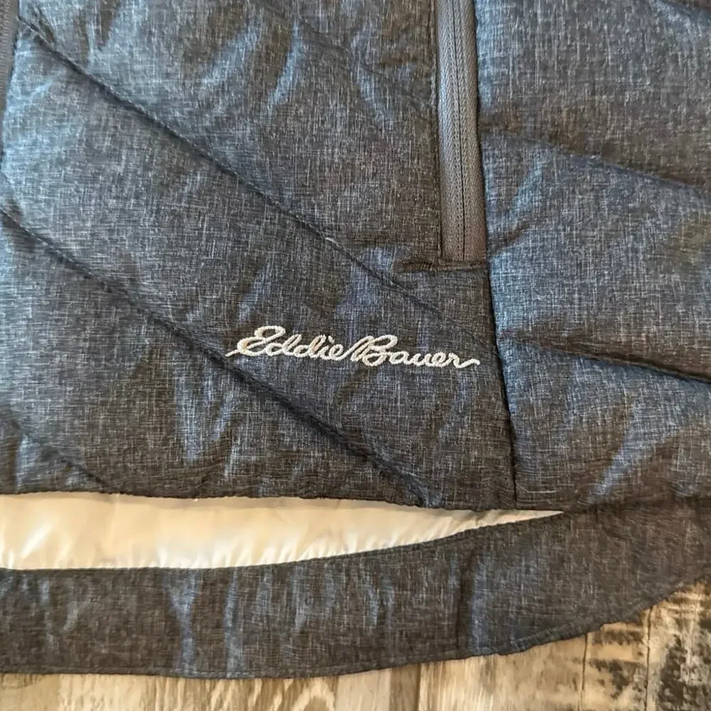 Eddie Bauer Womens Down Quilted Puffer Zip Vest Detachable‎ Faux Fur Hood Sz XS